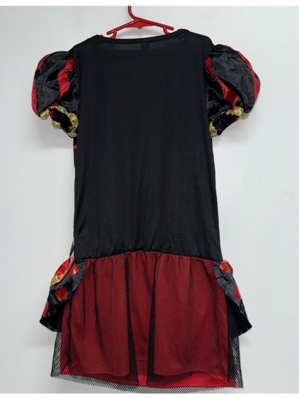 Queen Of Hearts Halloween Costume Dress Girls Size M L Alice In Wonderland - Picture 4 of 6